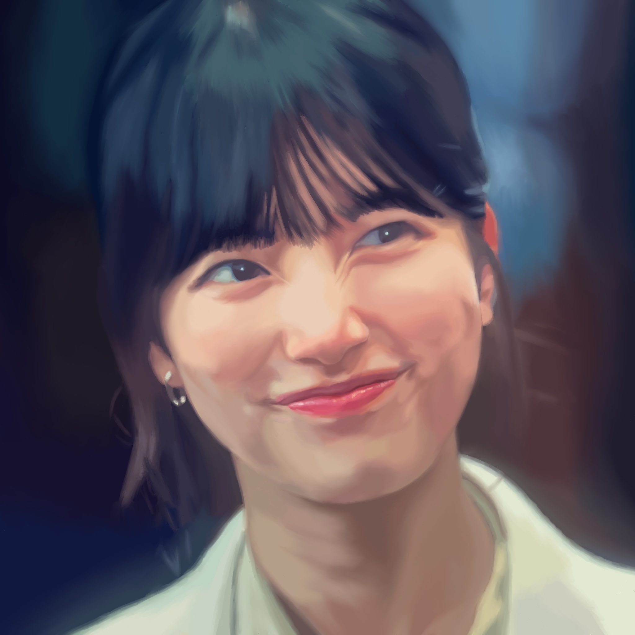 柔らかな光と笑顔を描いた人物作品